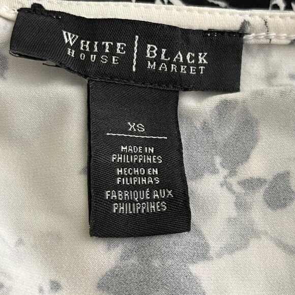 2/$30 White House Black Market Black & White Floral Ruched Chest Cami Top #8717 - Picture 7 of 11